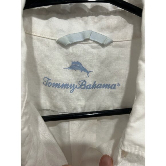 Tommy Bahama Linen Button Front Shirt White Sz Medium Long Sleeve Career Work - Picture 5 of 11